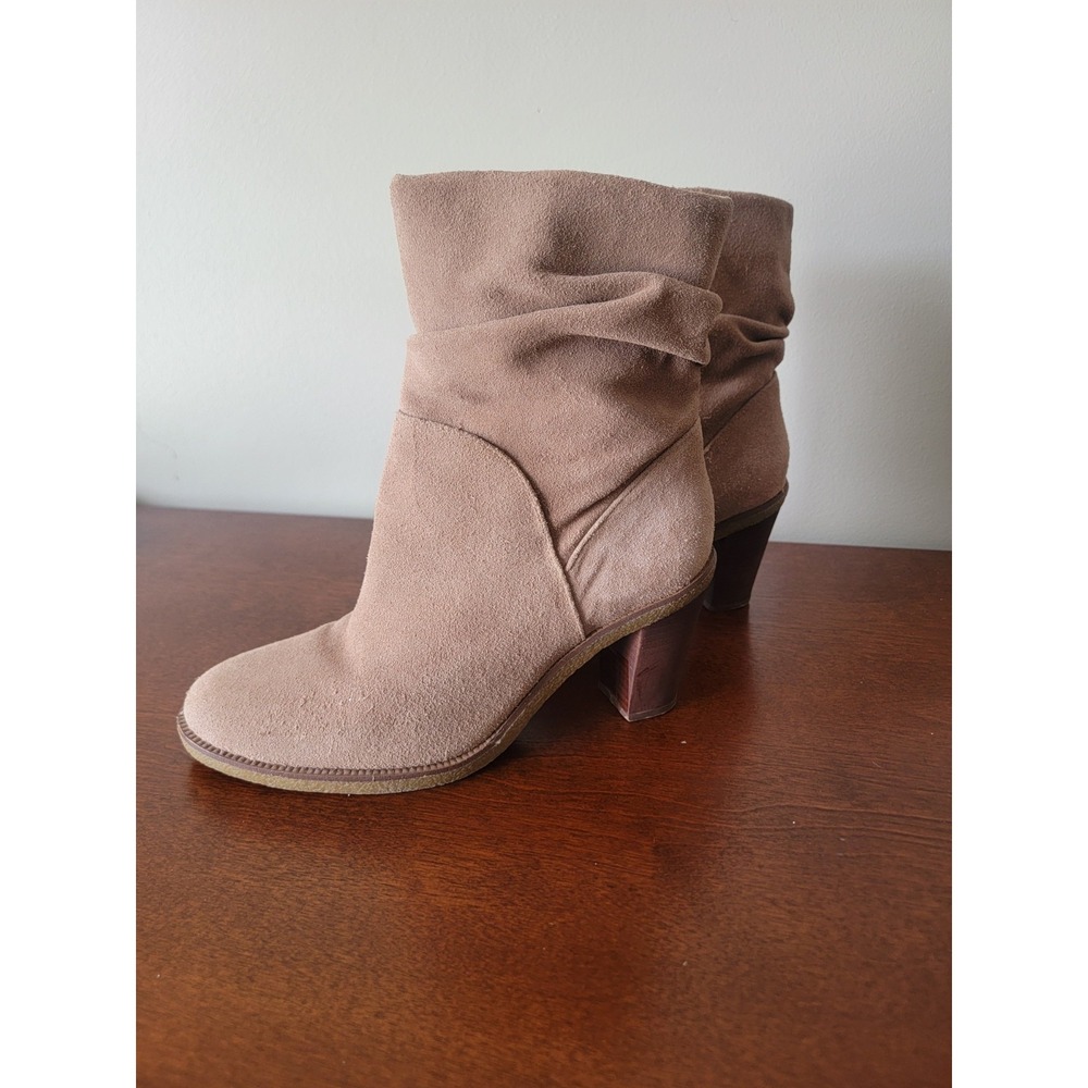 Vince Camuto Women's 8M Parka Slouch Ankle Bootie Suede Round Toe Block Heel Tan